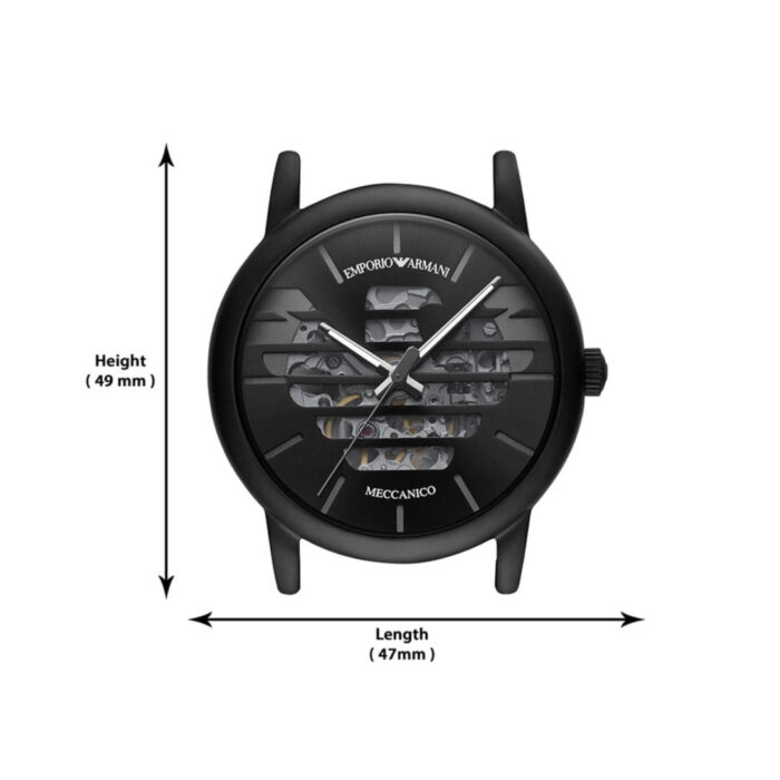 Emporio Armani Meccanico Quartz Black Dial Black Leather Strap Watch For Men - AR60032 - Image 5