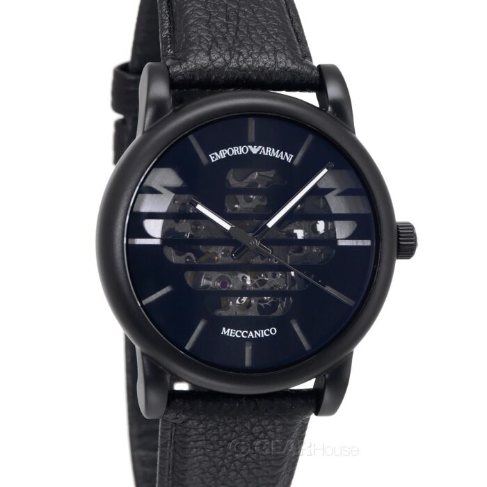 Emporio Armani Meccanico Quartz Black Dial Black Leather Strap Watch For Men - AR60032 - Image 6