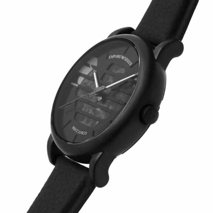 Emporio Armani Meccanico Quartz Black Dial Black Leather Strap Watch For Men - AR60032 - Image 7
