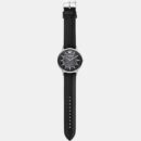 Emporio Armani Meccanico Skeleton Automatic Black Dial Black Leather Strap Watch for Men - AR60038