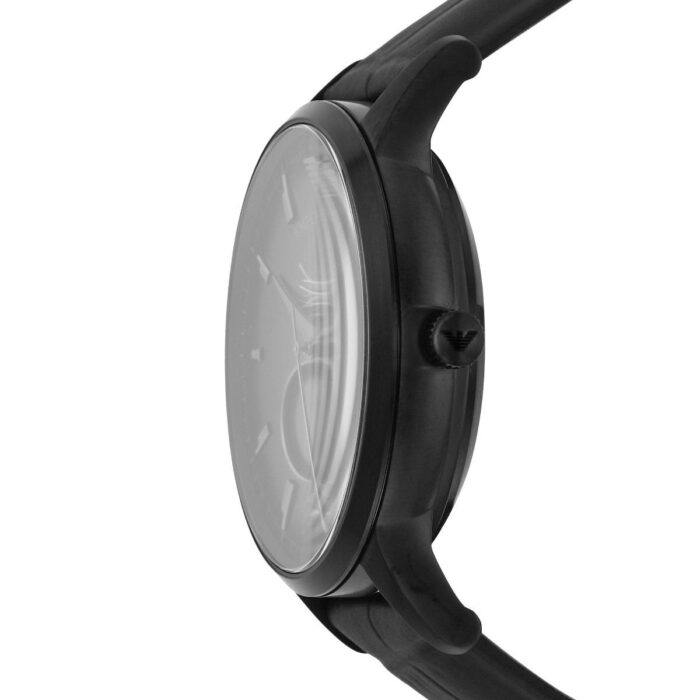 Emporio Armani Meccanico Skeleton Black Dial Black Leather Strap Watch For Men - AR60046 - Image 7