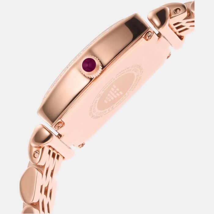 Emporio Armani Two Hand Diamonds Burgundy Dial Rose Gold Steel Strap Watch For Women - AR11488 - Image 15